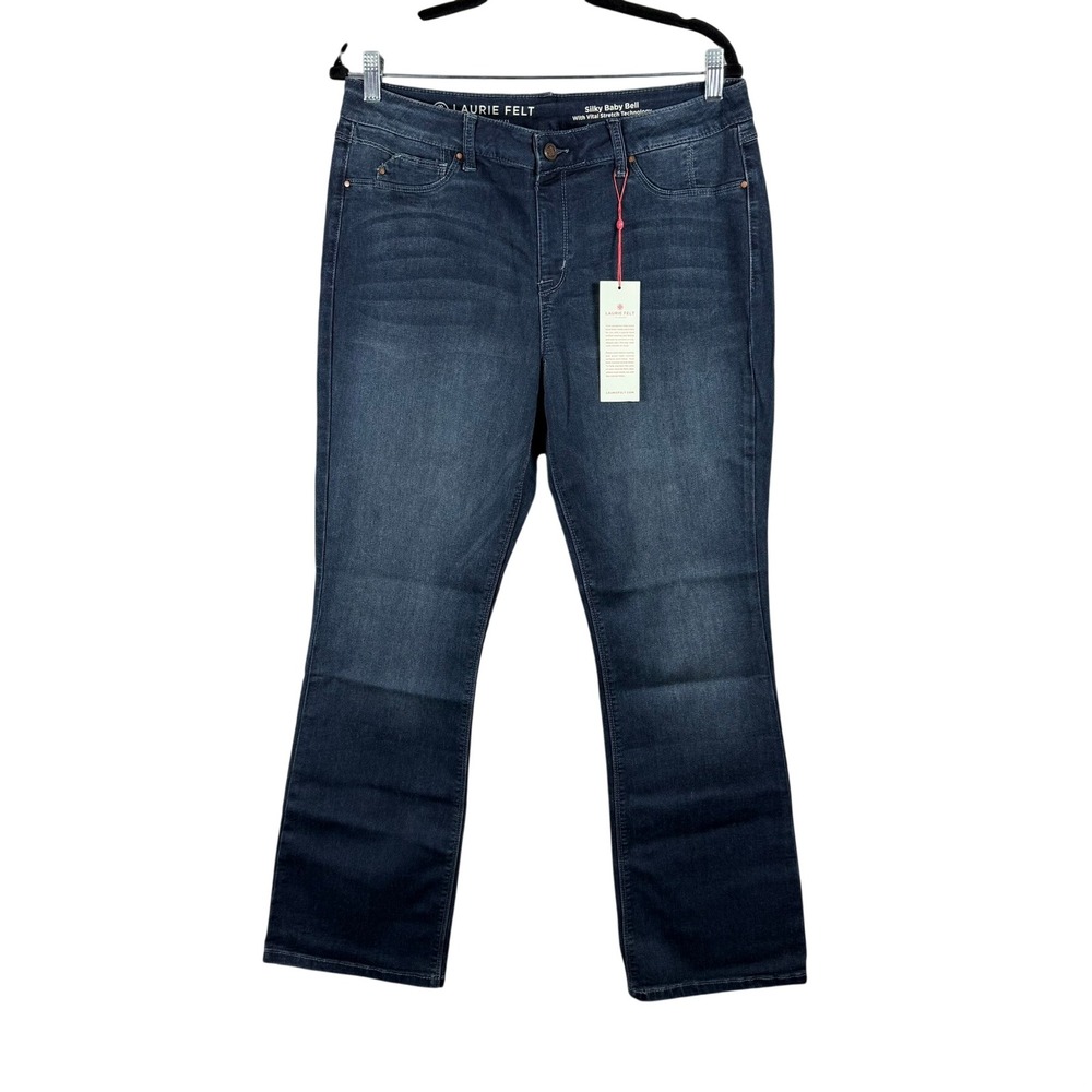 Laurie Felt Womens L Silky Baby Bell Jeans Dark Wash Vital Stretch Flare Denim